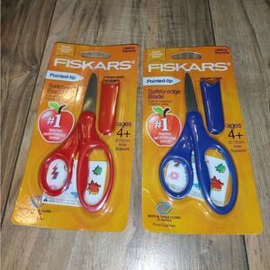 Fiskars Blunt Tip Safety Edge Blade Scissors Includes Sheath & Stickers Set Of 2